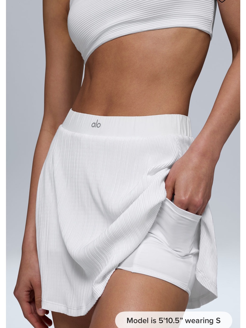 Alo Yoga Micro Plisse Tennis Skirt-White
